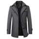 Men's textured stand collar coat with buttons, zip fastening and multiple pockets