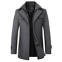 Men's textured stand collar coat with buttons, zip fastening and multiple pockets