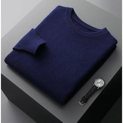 Folded crew neck sweater with long sleeves and ribbed trims
