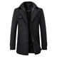 Men's textured stand collar coat with buttons, zip fastening and multiple pockets