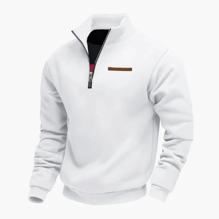 Men's quarter-zip sweatshirt with stand collar and long sleeves