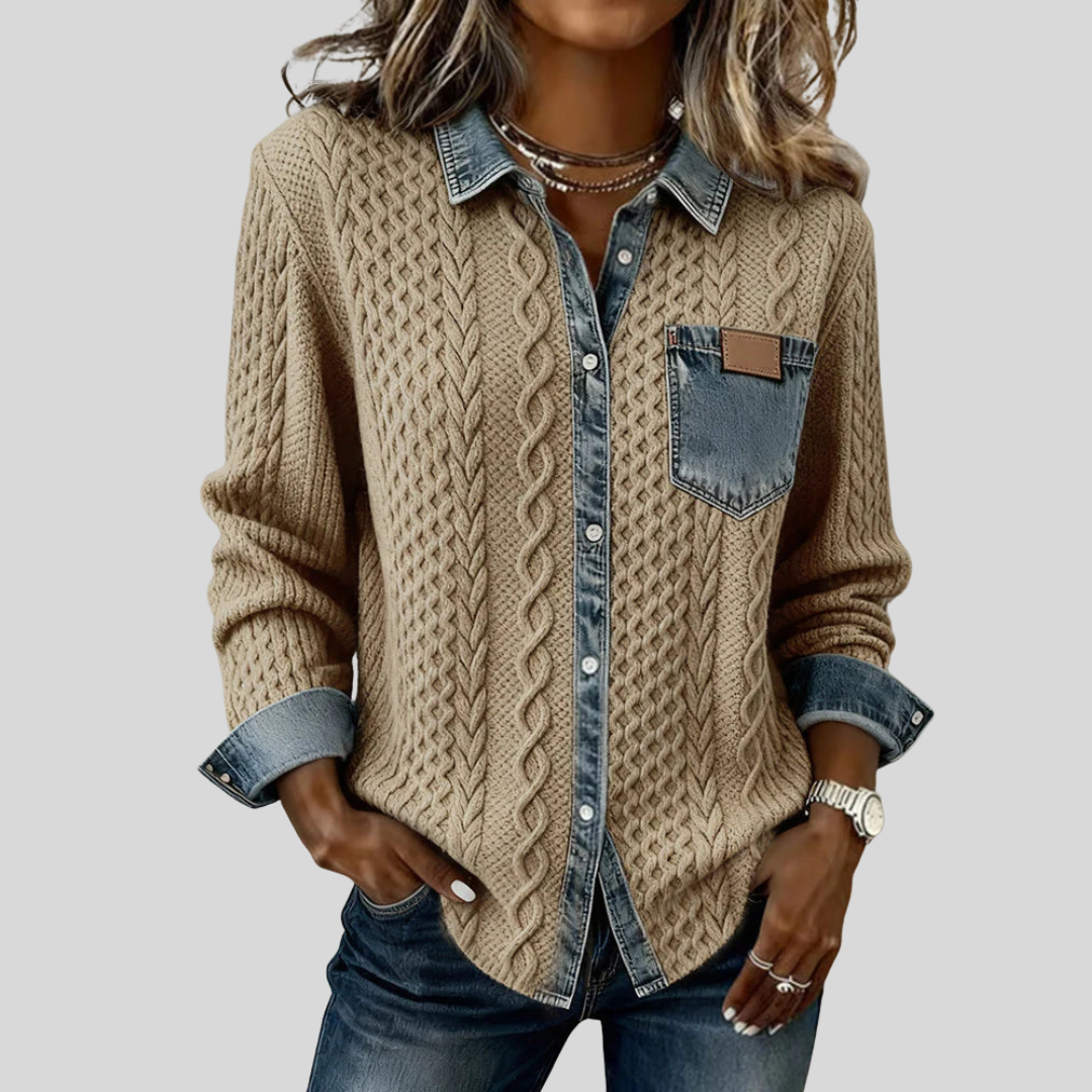 Sabrina Denim Patchwork Shirt 0