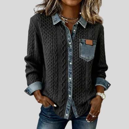 Sabrina Denim Patchwork Shirt 1