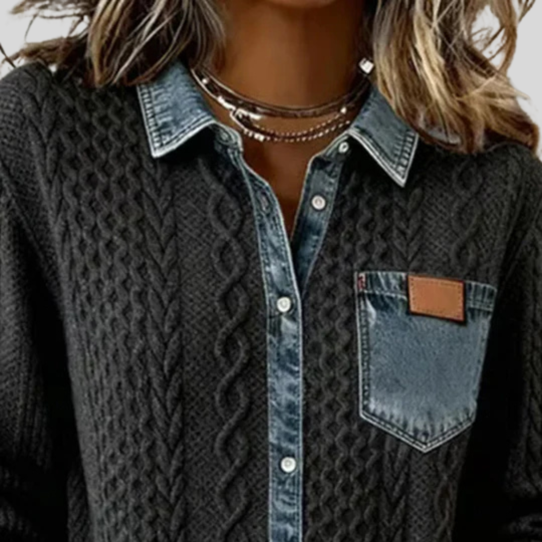 Sabrina Denim Patchwork Shirt 4