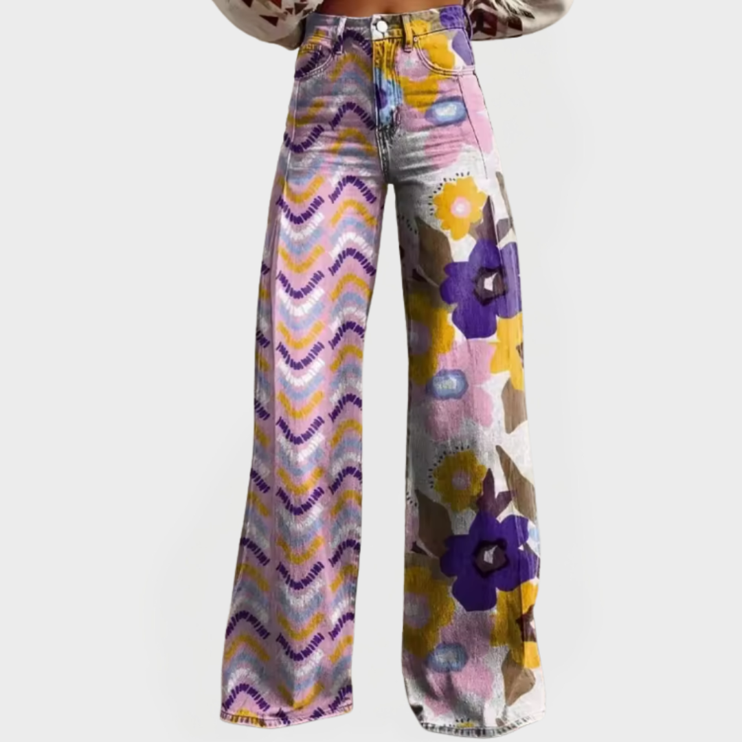 Sabrina Patterned Wide Leg Pants 0