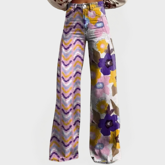 Sabrina Patterned Wide Leg Pants 0