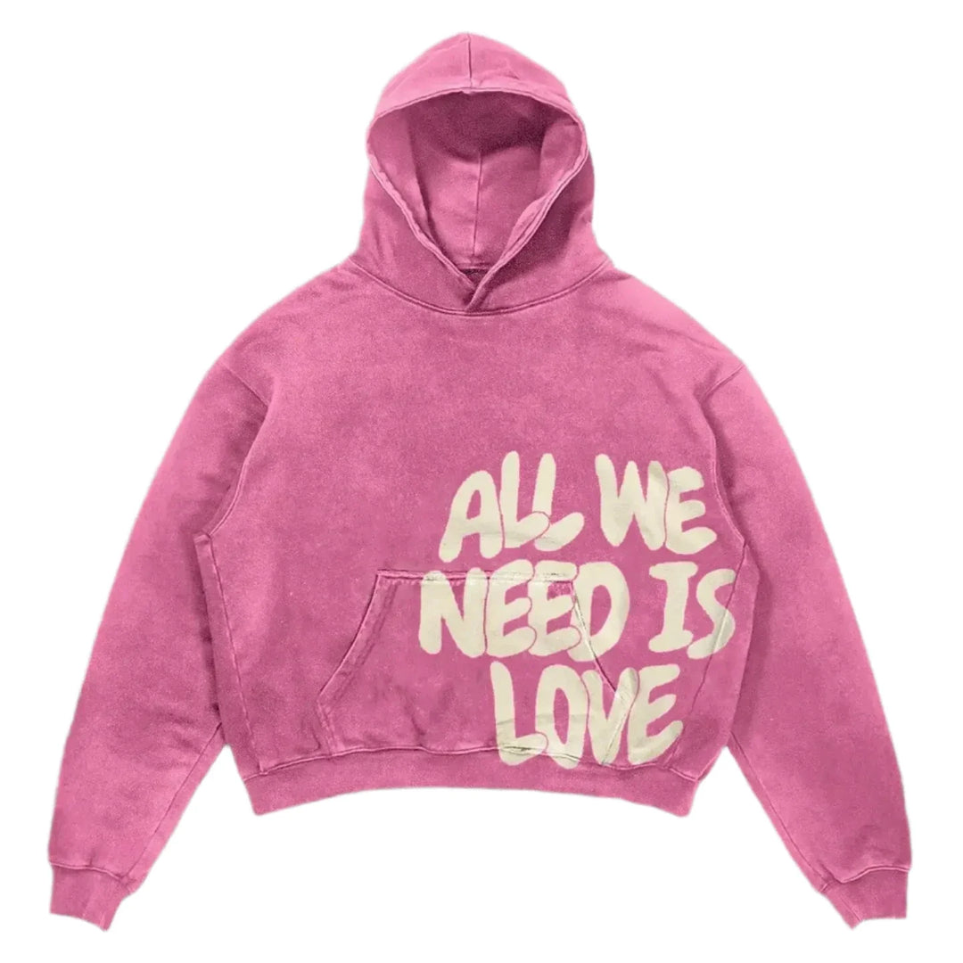 Cropped hooded graphic sweatshirt with long sleeves and front kangaroo pocket