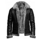 Men's hooded coat with plush lining, long sleeves and diagonal zip front