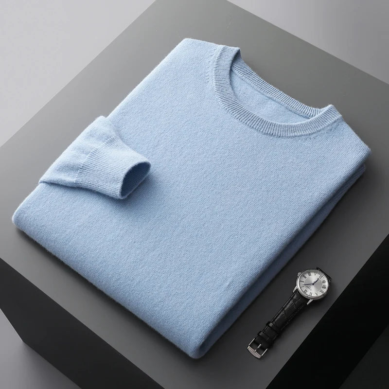 Folded crew neck sweater with long sleeves and ribbed trims
