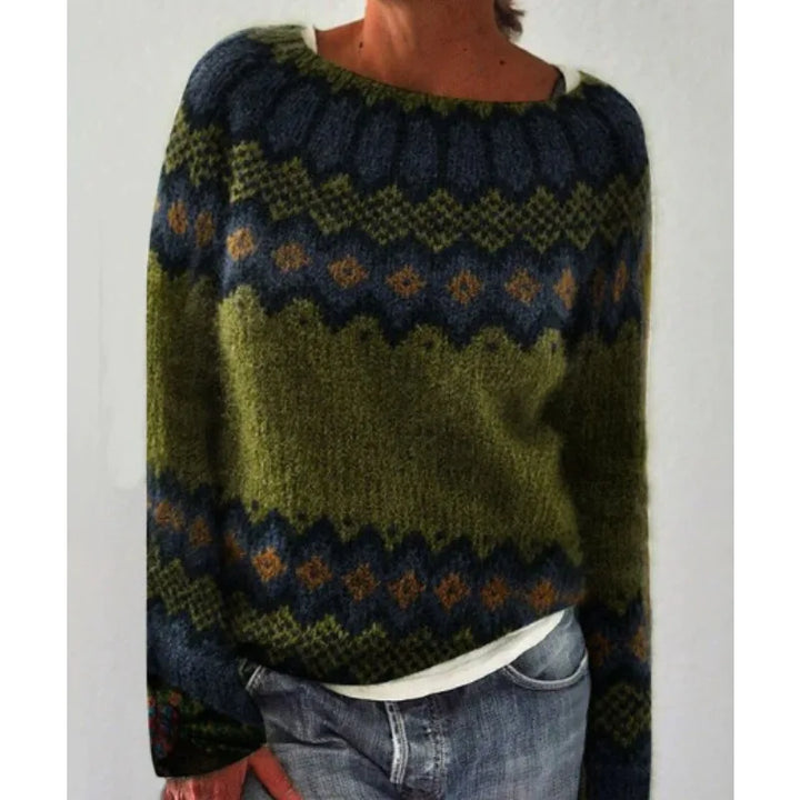 Women's Fair Isle jumper with crew neck and long sleeves