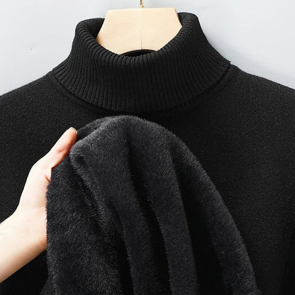 Men's long-sleeve ribbed turtleneck sweater with fitted silhouette