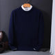Men's plain crew neck knit sweater with long sleeves