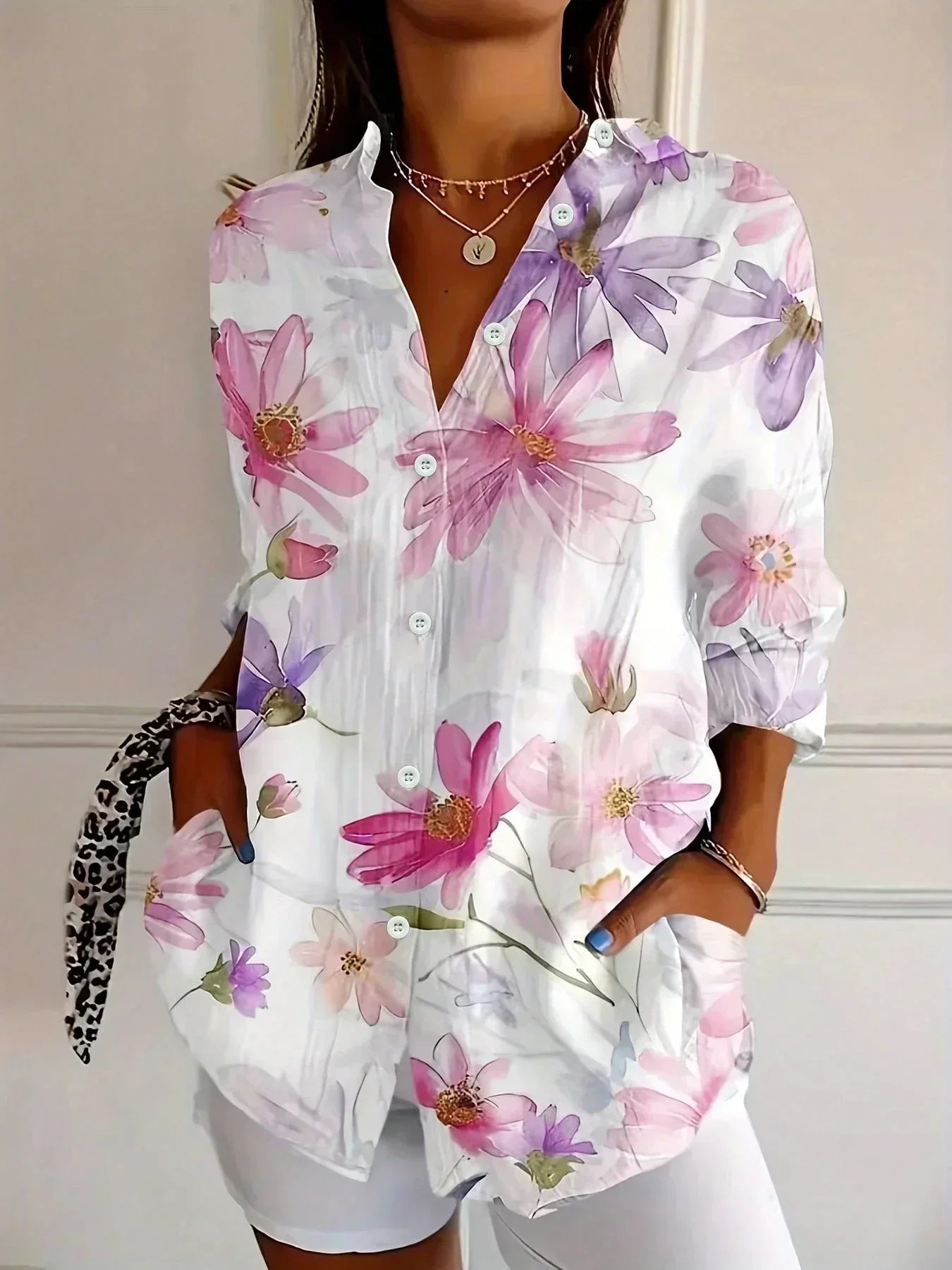 Roslyn Printed Button Down Blouse