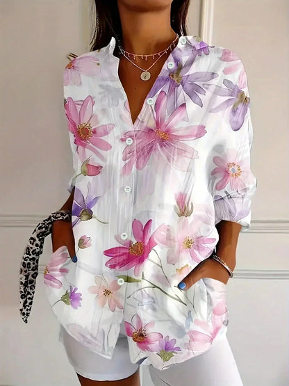Roslyn Printed Button Down Blouse