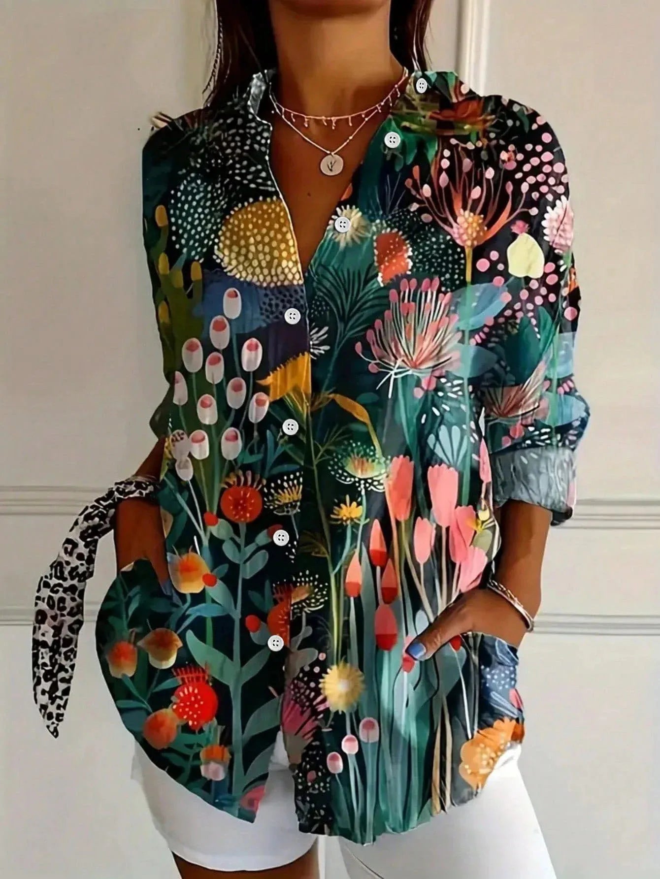 Roslyn Printed Button Down Blouse