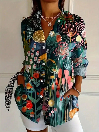 Roslyn Printed Button Down Blouse