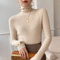 Women's ribbed turtleneck sweater with long sleeves and a slim fit