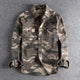Men's camouflage button-up shirt with two chest pockets