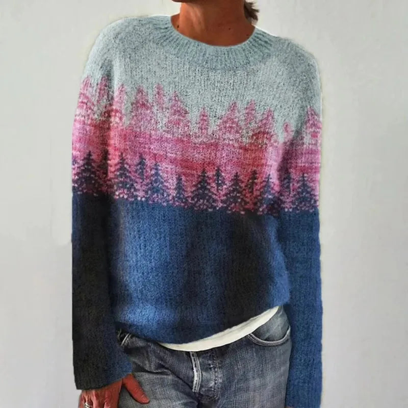 Women's Fair Isle jumper with crew neck and long sleeves