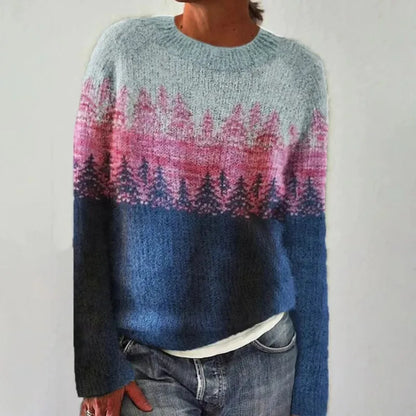 Women's Fair Isle jumper with crew neck and long sleeves