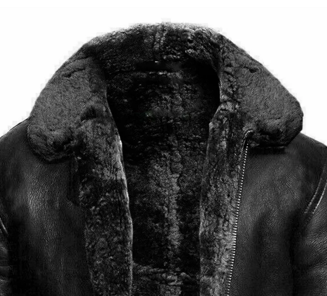 Men's hooded coat with plush lining, long sleeves and diagonal zip front