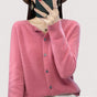 Women's long-sleeve crew-neck button front knit cardigan