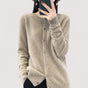 Women's long-sleeve crew-neck button front knit cardigan