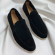 Men's slip-on loafers with rounded moc toes and flat soles