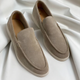 Men's slip-on loafers with rounded moc toes and flat soles