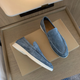 Men's slip-on loafers with rounded moc toes and flat soles