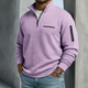 Men's textured waffle knit quarter zip jumper with utility zip pockets