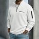 Men's textured waffle knit quarter zip jumper with utility zip pockets