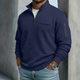 Men's textured waffle knit quarter zip jumper with utility zip pockets