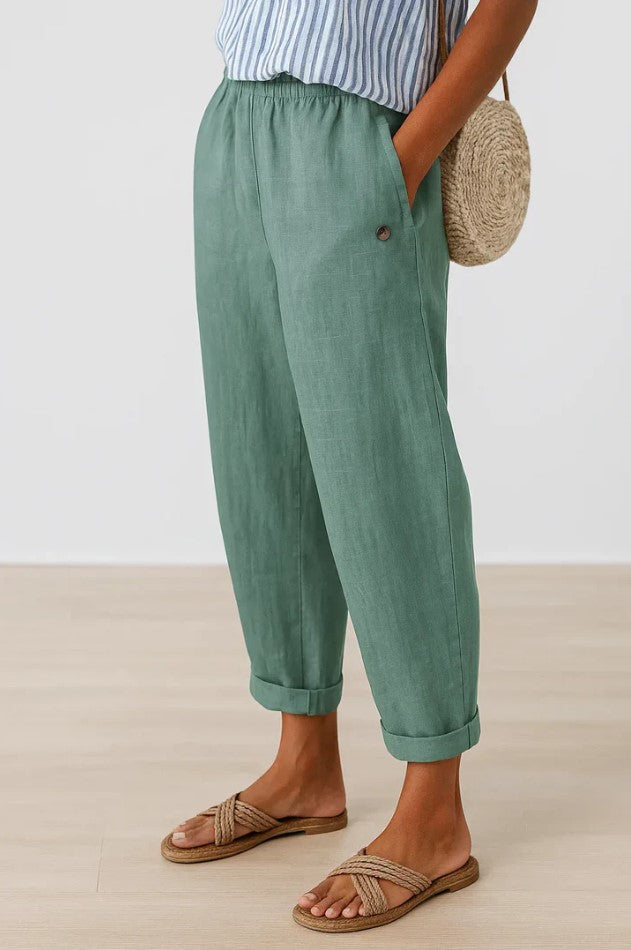 Harriet Linen Cotton Crop Trousers