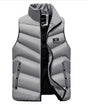 Men's sleeveless quilted puffer vest with stand collar and zipped pockets