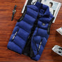 Men's sleeveless quilted puffer vest with stand collar and zipped pockets