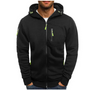 Men's hooded zip jacket with long sleeves and multiple zipped pockets