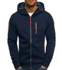 Men's hooded zip jacket with long sleeves and multiple zipped pockets