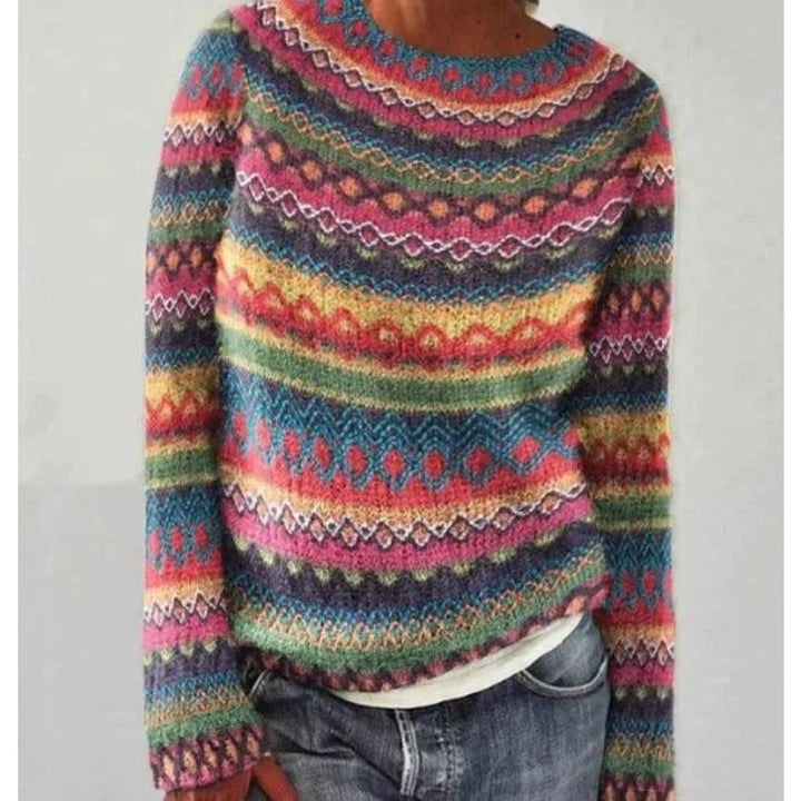 Women's Fair Isle jumper with crew neck and long sleeves