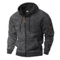 Men's textured hooded jacket with full zip front and long sleeves
