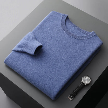 Folded crew neck sweater with long sleeves and ribbed trims