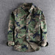 Men's camouflage button-up shirt with two chest pockets