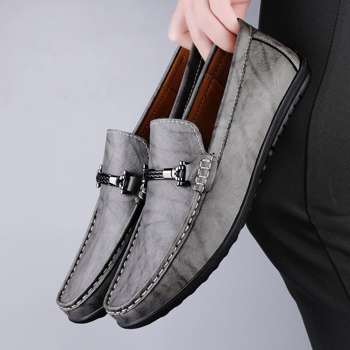 Men's leather loafers with metal bit detail