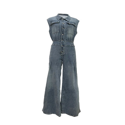 Selena Wide Leg Denim Jumpsuit 2