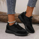 Women's panelled lace-up sneakers with rounded toes and treaded soles