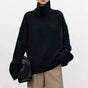 Women's plain knitted turtleneck sweater with long sleeves