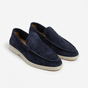 Men's slip-on loafers with moc stitching and contrasting soles