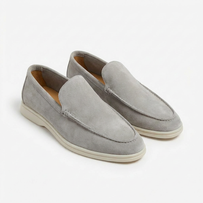 Men's slip-on loafers with moc stitching and contrasting soles