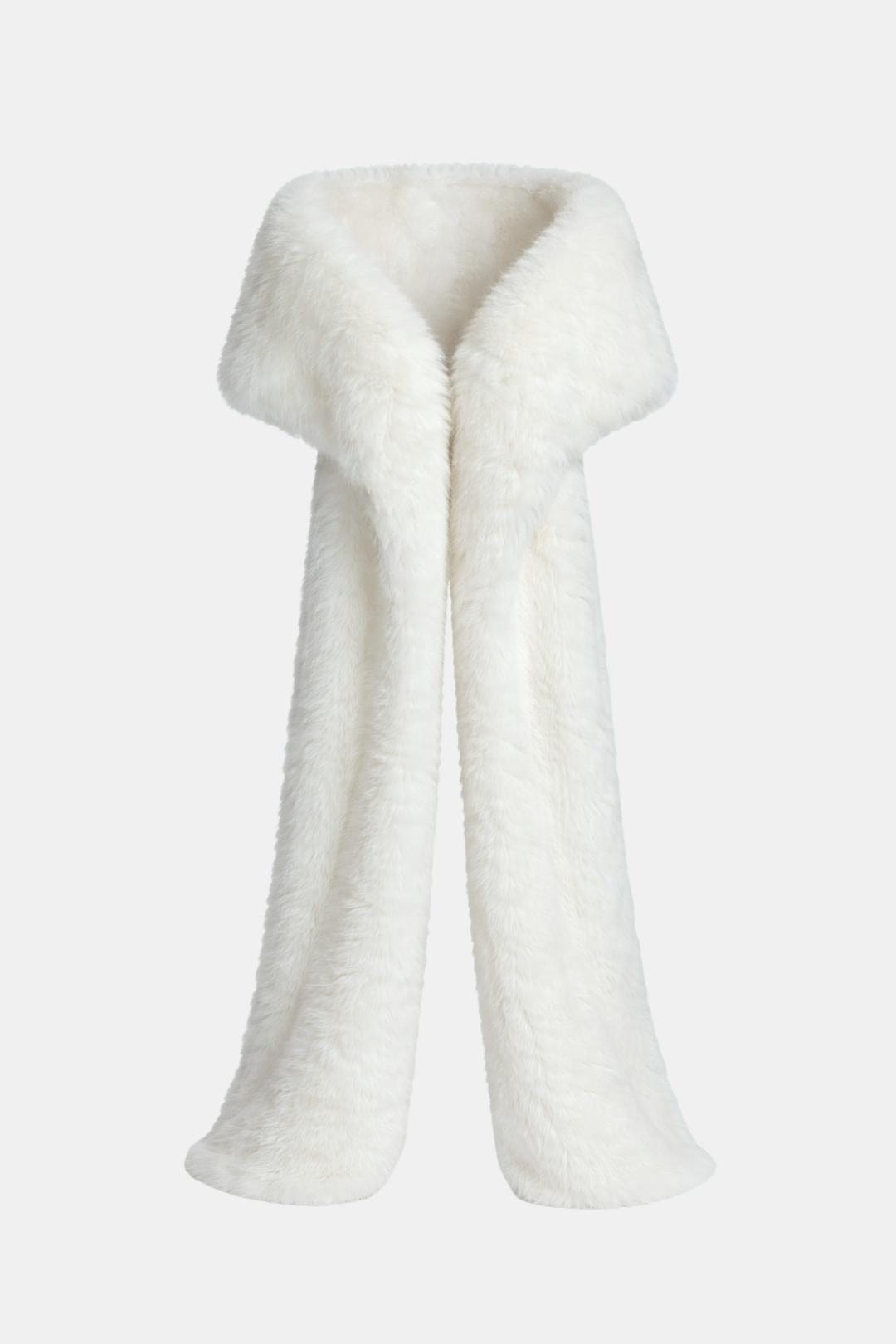 Women's floor-length faux fur shawl with wide collar