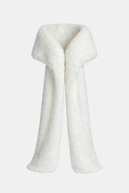 Women's floor-length faux fur shawl with wide collar